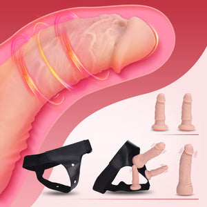 Harness Strap-On Vibration Realistic Dildos - Adjustable Strapless Strap-On Dildos with 10 Modes & 3 Dildos Silicone Anal G-spot