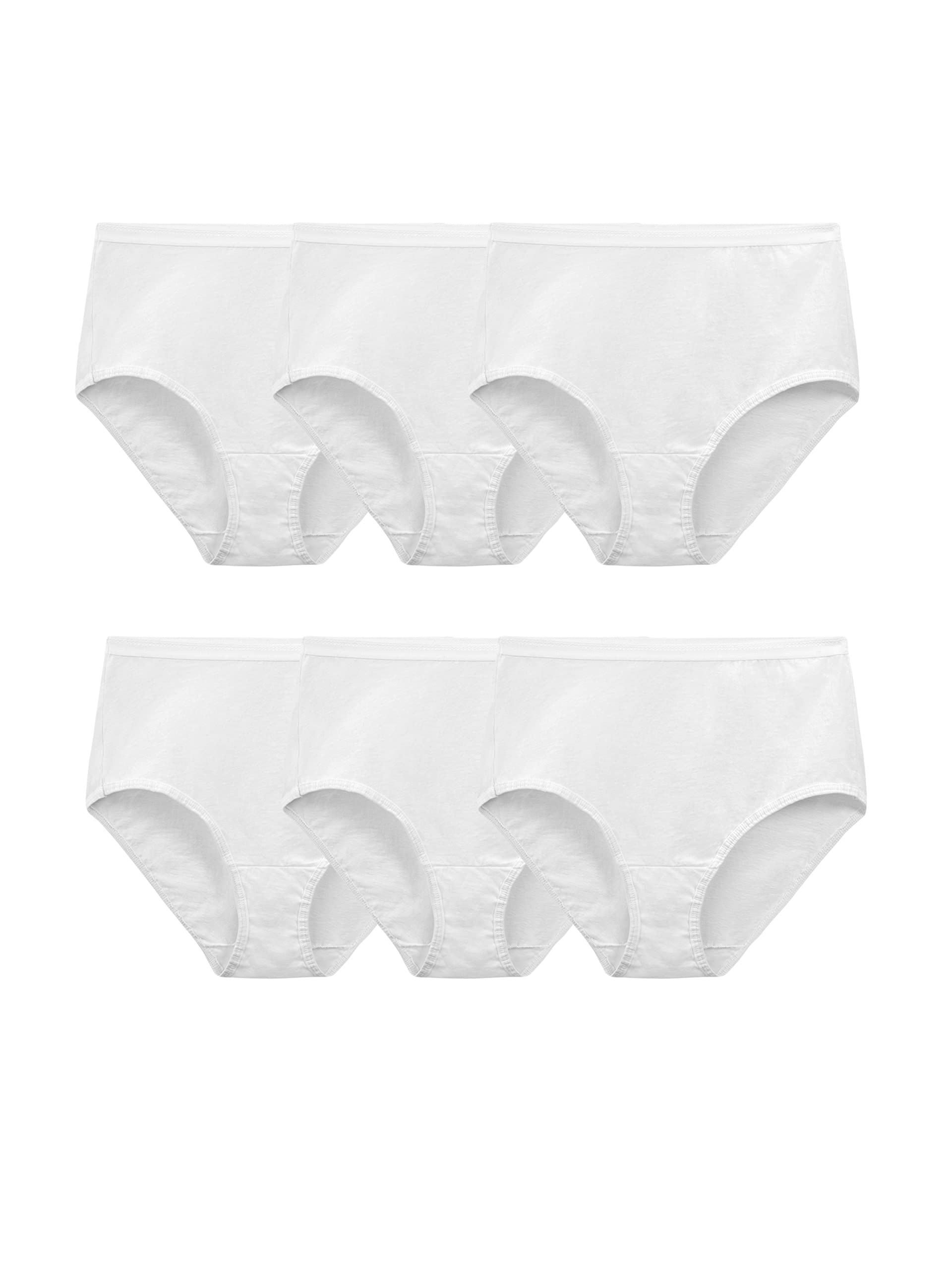 Fruit of the Loom Womens Eversoft Underwear, Tag Free & Breathable, Available in Plus Size, Brief-Cotton-6 Pack-White, 8