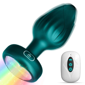 Anal Plug Adult Sex Toys - 10 Modes Vibrating Butt Plug LED Colorful Light up Remote Control for Prostate Massage, Adult, Men, W
