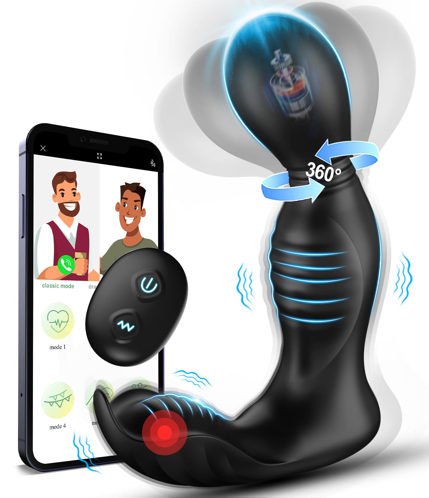Prostate Massager Male Sex Toy - Anal Plug Vibrator Sex Toys for Men with 9 Rotations & 9 Vibrations, 360?Rotating Vibrating But