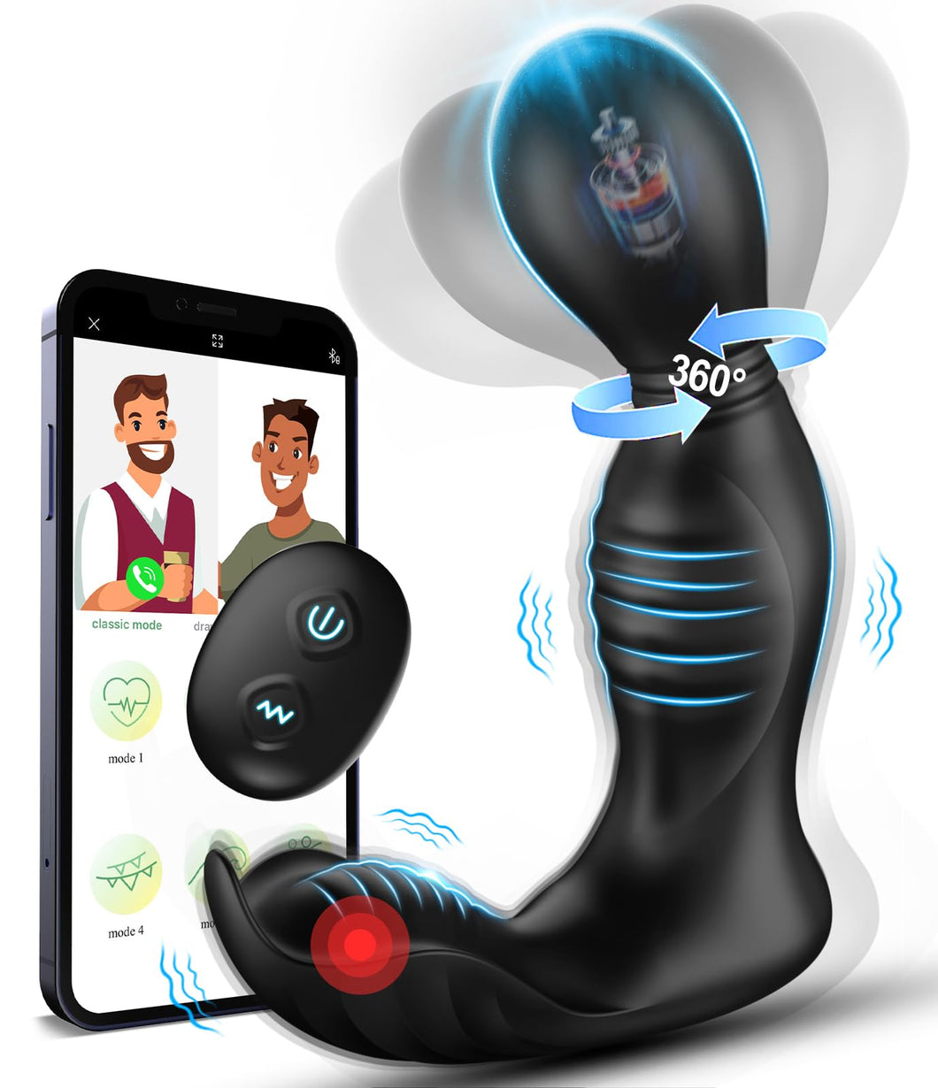 Prostate Massager Male Sex Toy - Anal Plug Vibrator Sex Toys for Men with 9 Rotations & 9 Vibrations, 360?Rotating Vibrating But