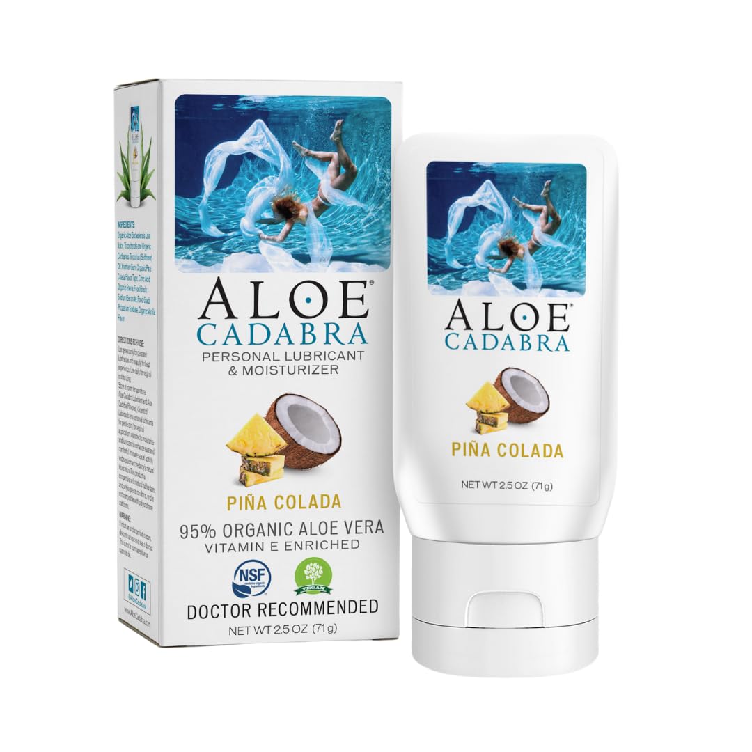 Aloe Cadabra Flavored Personal Lubricant and Vaginal Moisturizer, Organic Edible Aloe Lube for Men, Women and Couples, Non-Stain