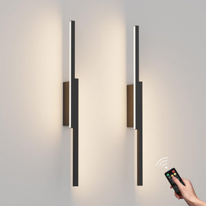 Aipsun 23.6Inch Black Battery Operated Wall Sconce Set Of 2, Rechargeable Wall Sconce Lighting Dimmable Wireless Wall Lights For