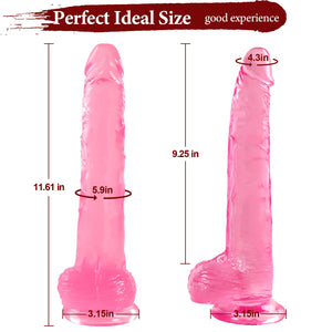 Big Dildo, 11.61 Inch Thick Dildos Lifelike Skin-Touching Feeling, Soft Pink Dildo with Strong Suction Cup, Big Size G-spot Peni