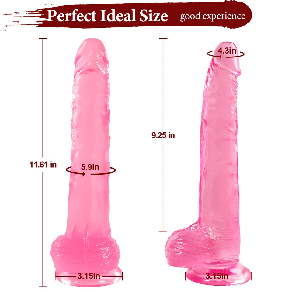 Big Dildo, 11.61 Inch Thick Dildos Lifelike Skin-Touching Feeling, Soft Pink Dildo with Strong Suction Cup, Big Size G-spot Peni