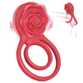 Vibrating Cock Ring with Rose Clitoral Stimulator, Pleasure Penis Ring Vibrator Couples Adult Sex Toys for Men Women, 7 Vibratio