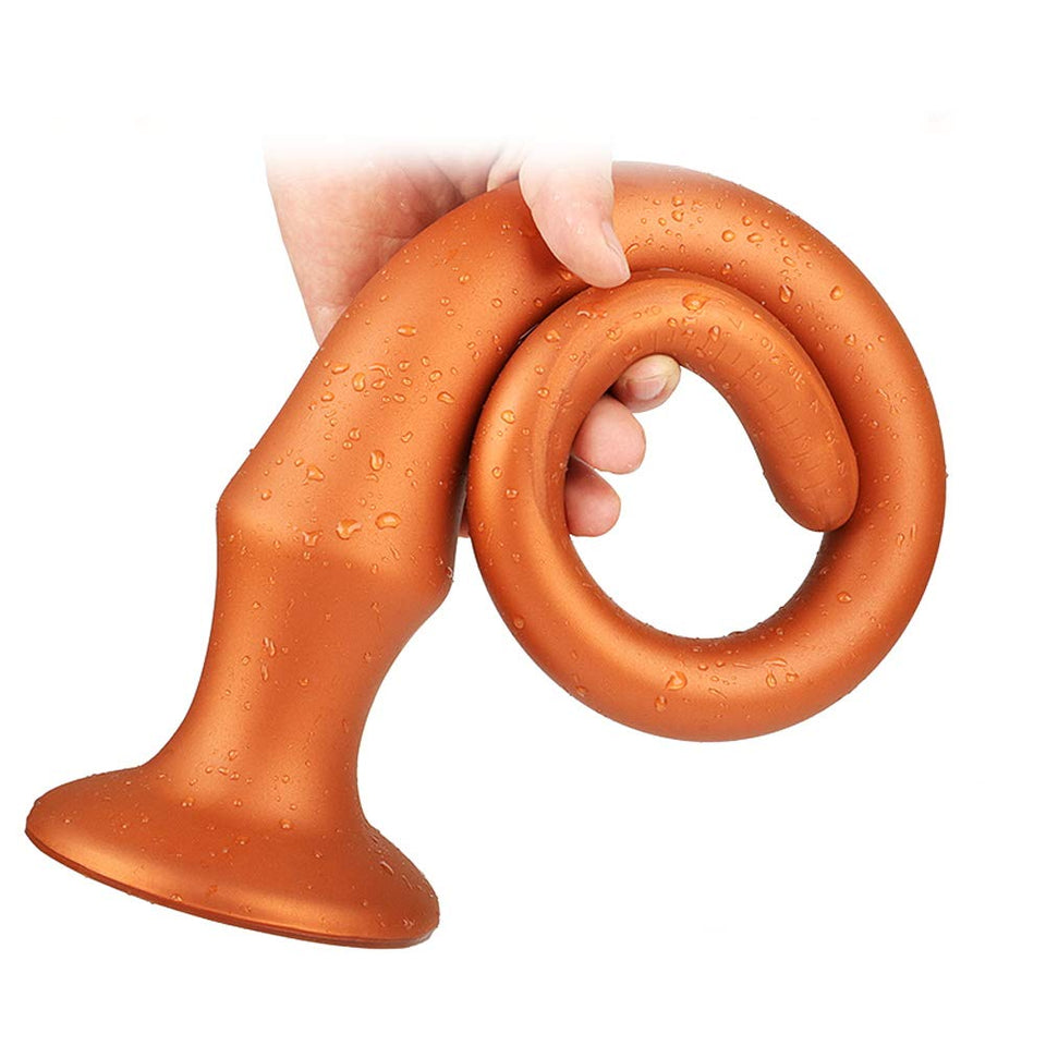 Super Long Anal Plug Dildo, Flexible Liquid Silicone Butt Plug Vaginal Prostate Massage Stimulation For Men And Women Sex Factory (Large)
