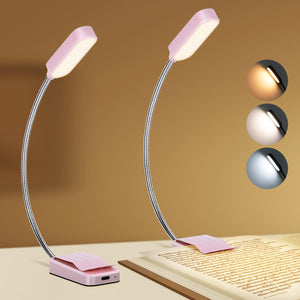 Book Light 2 Pack, Rechargeable Reading Lights For Books In Bed-Eye Caring 3 Colors, Stepless Dimming, 360 Flexible Studying Sma