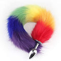 OOIIXX Anal Plug with Sexy Tail for Cosplay, Adult Sex Toys of Stainless Steel Anal Plug (Rainbow, Medium)