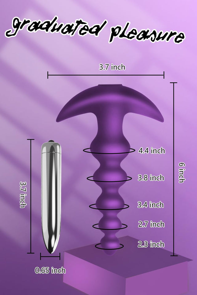 Vibrating Anal Beads Butt Plug Flexible Silicone 16 Vibration Modes Graduated Design Anal Sex Toy Waterproof Bullet Vibrator for