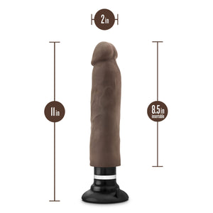 Blush Novelties Au Naturel 11'' Long Realistic Sensa Feel Dual Density Magnum Vibrating Dildo Mocha - Strong Multi Speed Suction