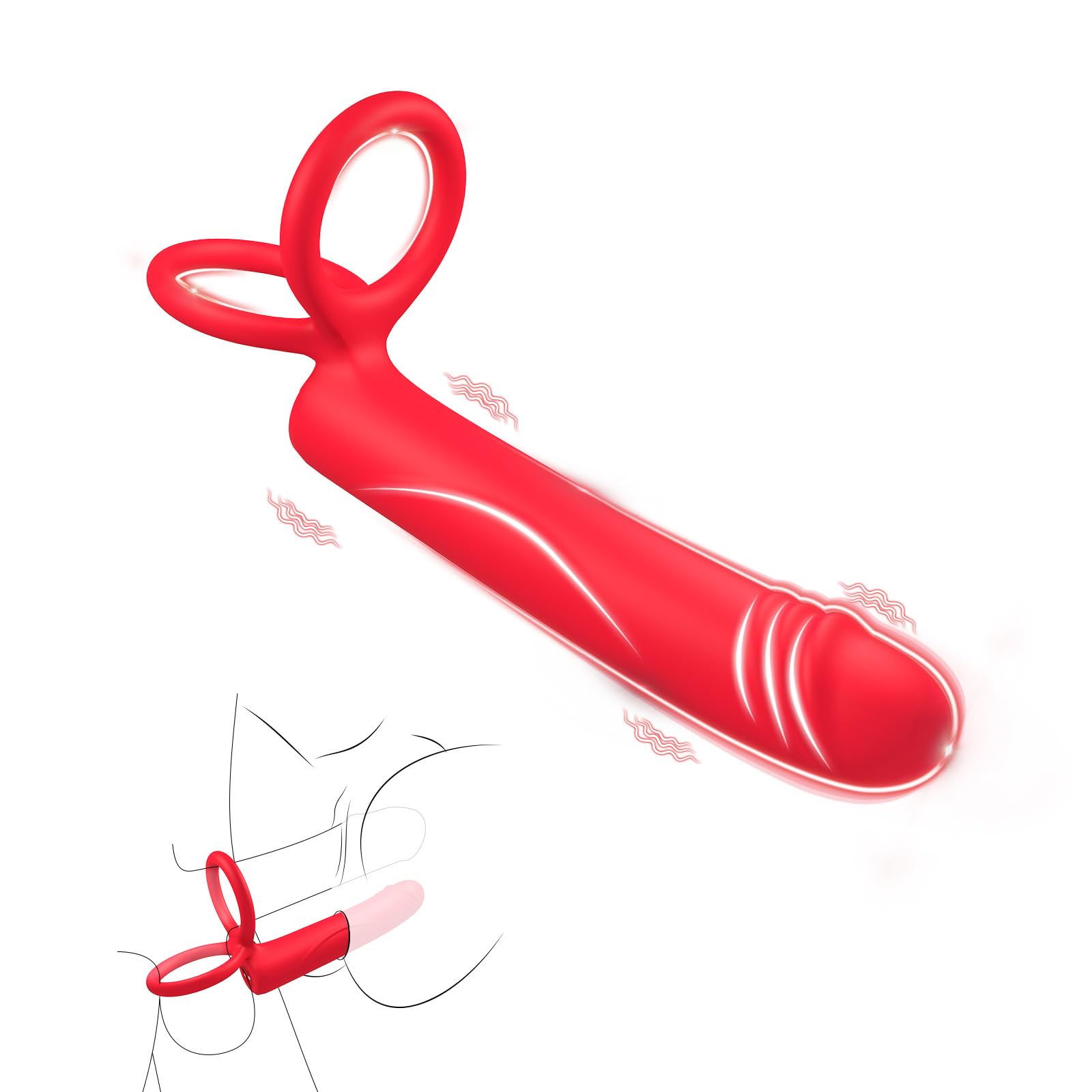 Anal Toys Vibrating Cock Ring Sex Toys for Men,Anal Dildo Male Vibrator with 10 Vibration Modes,Strap-On Dildo Butt Plug with Pe