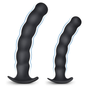 Anal Plug Trainer Kit, Pack of 2 Silicone Butt Plug Training Set Thread Anal Beads with Narrow Flared Base Adult Sex Toy for Men