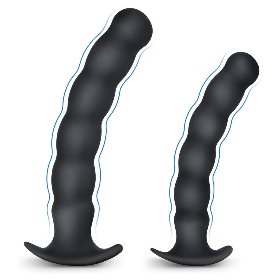 Anal Plug Trainer Kit, Pack of 2 Silicone Butt Plug Training Set Thread Anal Beads with Narrow Flared Base Adult Sex Toy for Men