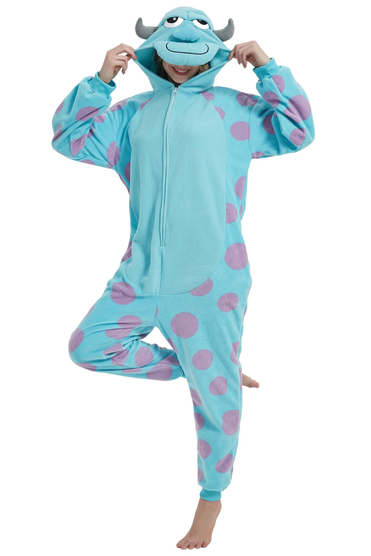 HvnTjvn Sulley Monster Inc Adult Onesie Animal Jumpsuit Unisex One-Piece Pajamas Cosplay Costume Sleepwear for Halloween christm