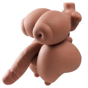 Shemale Sex Doll Torso Realistic Big Dildo with 5 Holes insertable Masturbator, 5 in 1 Transsexual FUTA Sex Dolls Penetrable Nip