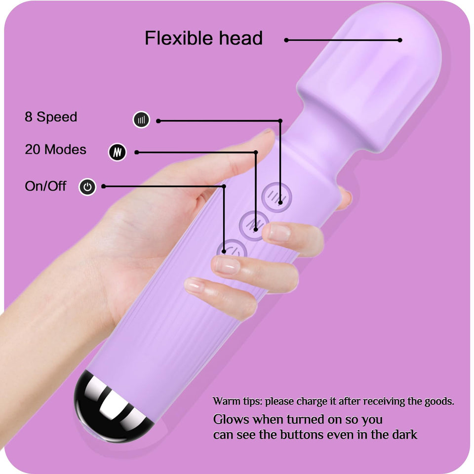 SANJIANKE Vibrator Wand, Female Adult Sex Toys, Clit Stimulator,Vibrators for Her,Sex Wand Massager Vibrating,Dildo,8 Speeds & 2