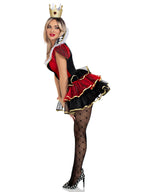 2 Pc Queen Of Hearts, Includes Tiered Dress With Stay Up Collar, Built-In Petticoat, And Crown.