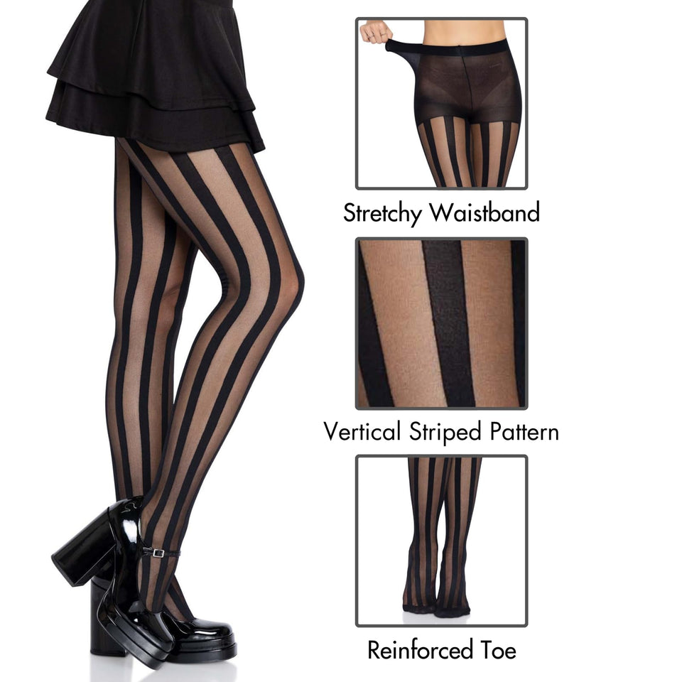 Sheer Pantyhose With Opaque Ve