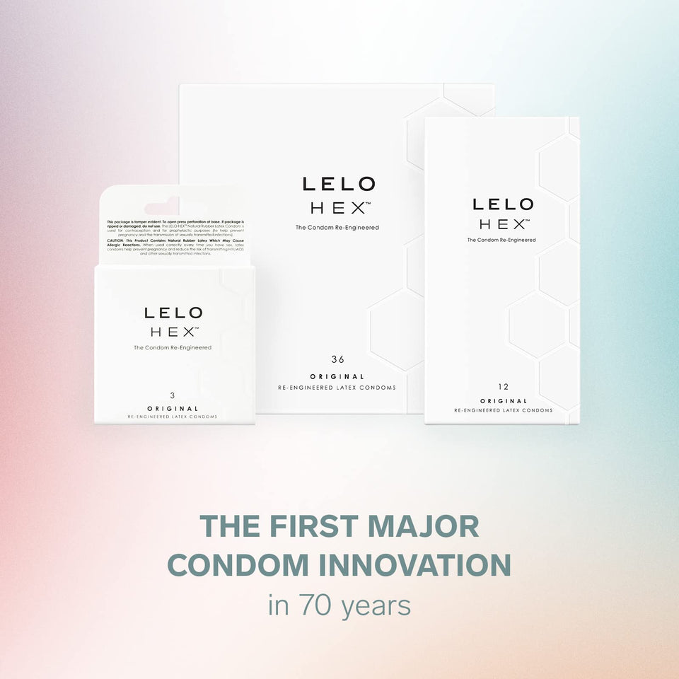 Lelo Hex Original Ultra Thin Condoms With Increased Strength, Male Condom, Lubricated Condoms For Men, 2.12-Inch/54 Mm Diameter