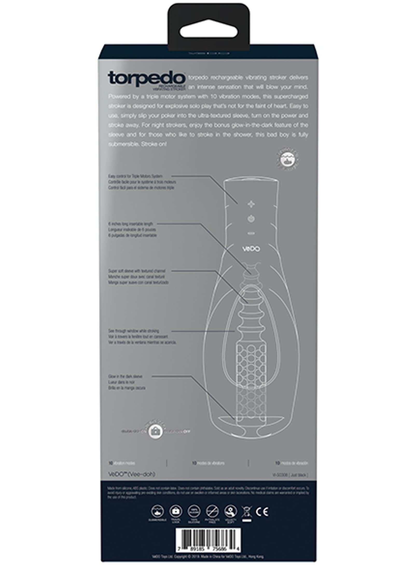 Vedo Torpedo Rechargeable Vibrating Stroker With Glow In The Dark Sleeve