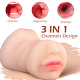 3 in 1 Pocket Pussy Male Masturbators with Lifelike Face, Sex Doll with Realistic Textured Mouth Vagina and Tight Anus, Masturba