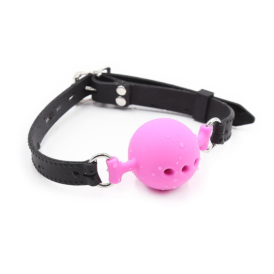 RYOZOCH Silicone Breathable Ball Gag for Adult Bondage Restraints Sex Play (Pink+Black, 1.5in Ball)