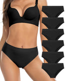 Womens Bikini Panties Seamless Underwear, Soft Stretch Cheekini Hipster Briefs 6 Pack (Black S)