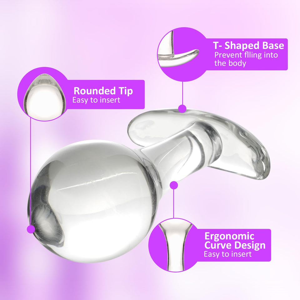 2.8 '' Small Glass Anal Butt Plugs,Crystal Anal Trainer Toys for Gay Women Couple,Adult Sex Toys and Games for Female & Male,Fea