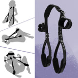 BDSM Bondage Restraints Kit, 4 Pcs Couples Sex Toys with Adjustable Leather Thigh Sling, Paddle, Blindfold and Tickler, Bondage