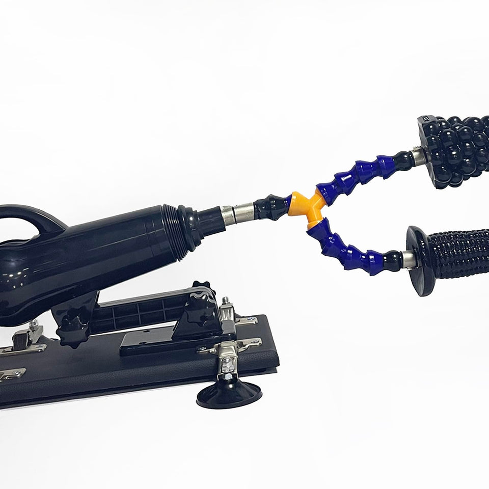 TenFruit 3XLR to Double 3XLR Adapter with Flexible Rods Sex Machine Attachment Double Penetration for 3XLR Connector Dildos Mast