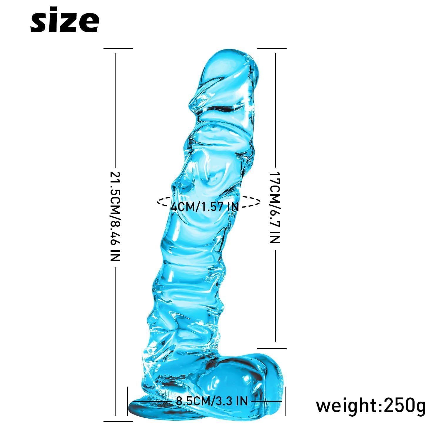 8.46 Inch Realistic Anal Dildo Blue Dildo with Suction Cup for Hands-Free, Realistic Dildos Sex Toy for Men Women Couples and An