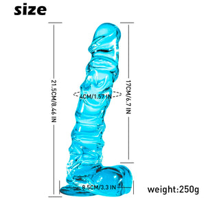 8.46 Inch Realistic Anal Dildo Blue Dildo with Suction Cup for Hands-Free, Realistic Dildos Sex Toy for Men Women Couples and An