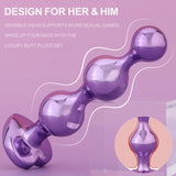 YOOMAI 3 Pcs Metal Anal Butt Plugs Adult Sex Toys,Alloy Butt Beads with Heart Shaped Base, Jewelry Design Anal Beads for Men Wom
