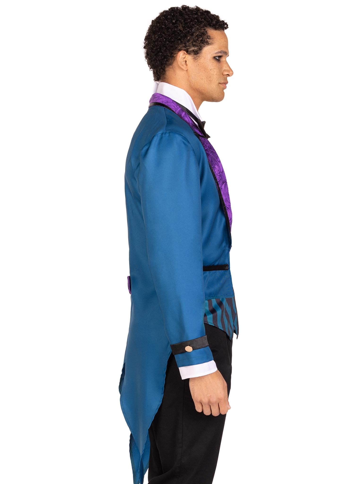 2 Pc Victorian Butler, Includes Striped Vest And Jacket Combo With Velvet Lapels And Dickey With Batwing Bow Tie.