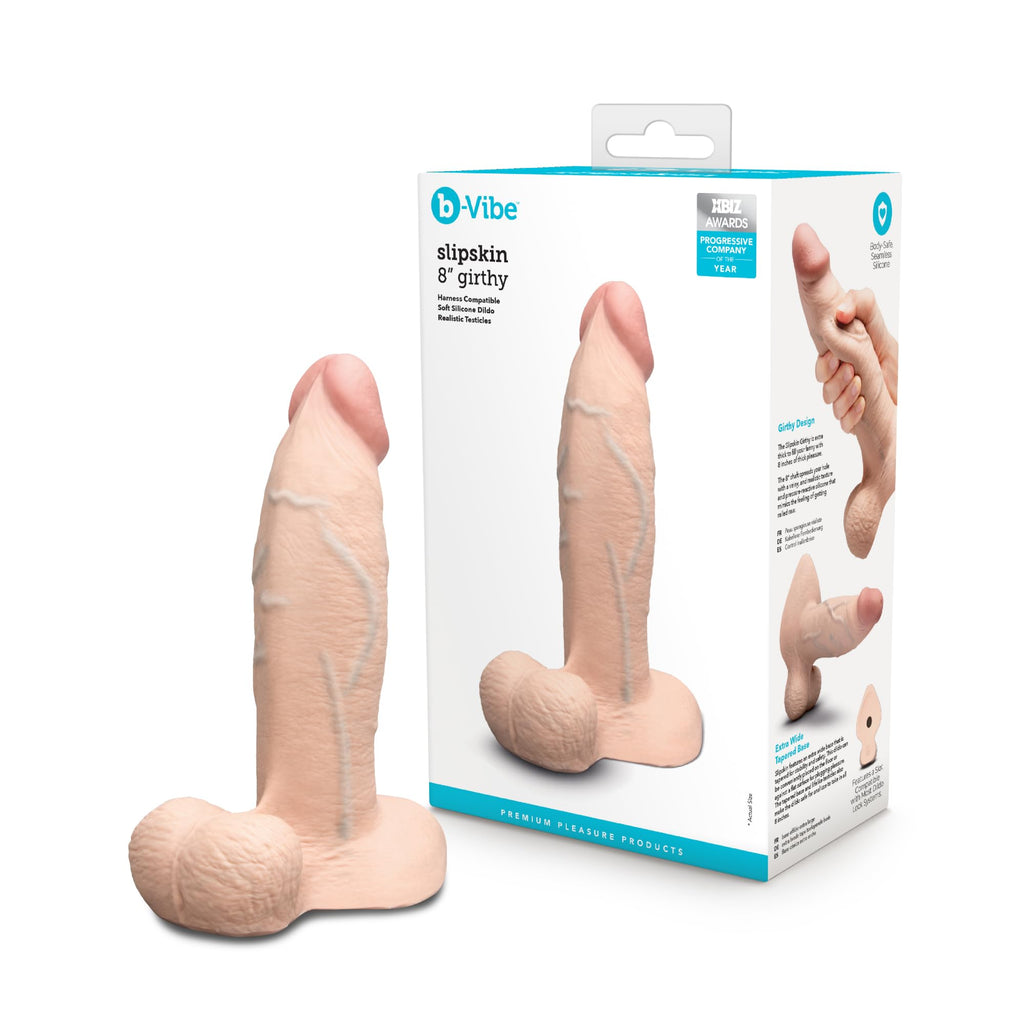 b-Vibe Slipskin Dildo 8in Girthy Cream