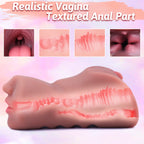 SAITONG Male Sex Toys - 3 in 1 Male Masturbator with Realistic Vagina & Auns, Portable Blowjob Adult Toy, Brown