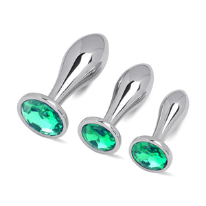 Sex Toys Anal Butt Plug, 3Pcs Adlut Toys Safety Metal Butt Plug Sexy Toy with Crystal Diamond Anal Toy for Men Women Anal Traine