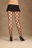 Elegant Moments Womens Seamless Triple Diamond Net Pantyhose, Black, One Size