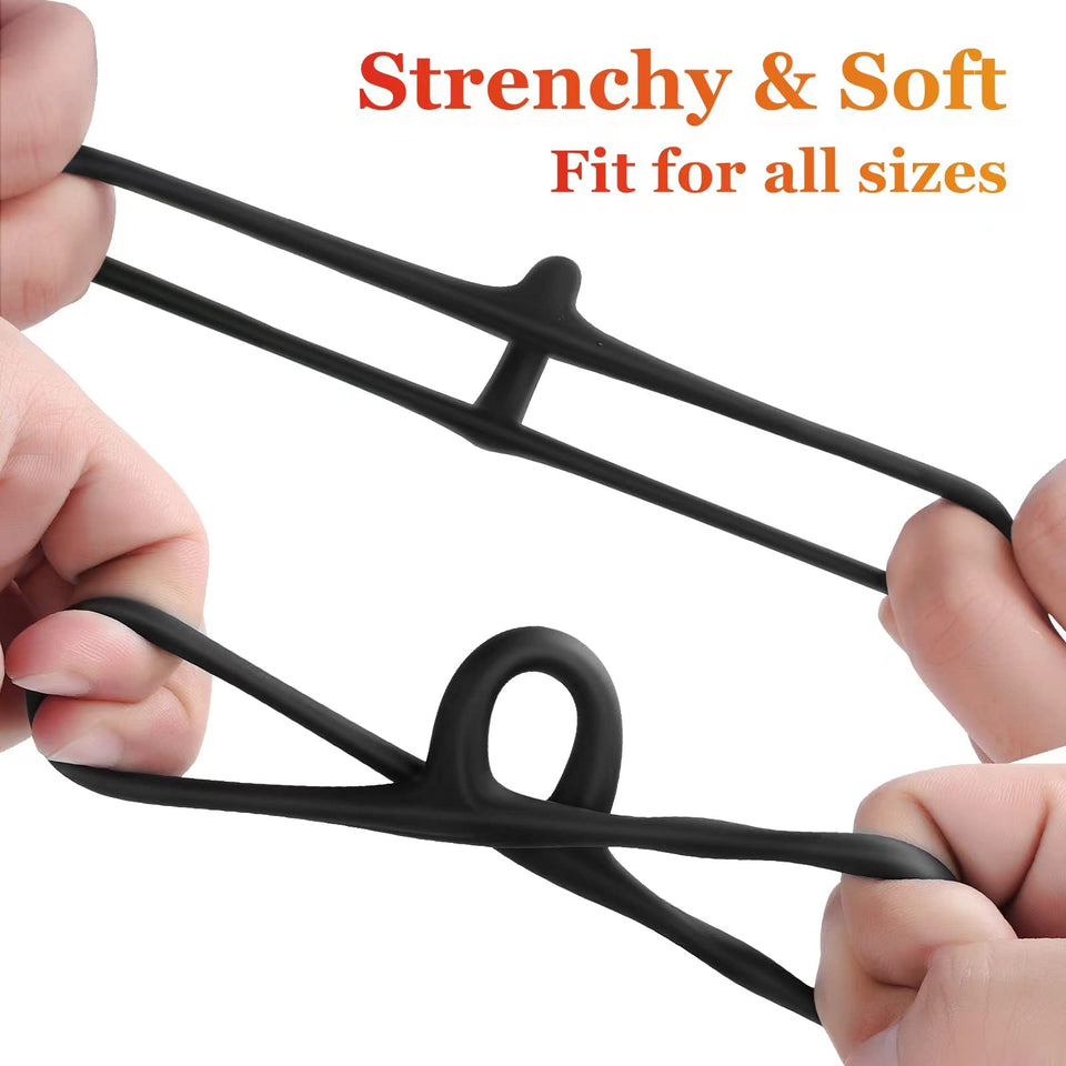 Silicone Penis Ring for Men, Adorime 3 in 1 Ultra Soft Stretchy Cock Ring Penis Enlargers Erection Tool, Sex Toy for Men