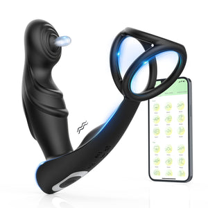 Prostate Massager Anal Vibrator with Cock Ring Anal Toy Plug Sex Toys APP Control 9 Vibration and Tapping Butt Plug G Spot Vibra