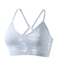 AUROLA Serpent Seamless Sports Bras for Women,Backless Padded Strappy Workout Gym Yoga Crop Tops,Gray Dawn,M