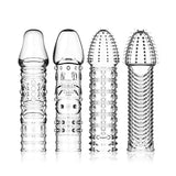 FST 4 Pcs Silicone Penis Sleeves Reusable Condoms Cock Enlarger Penis Erection Sex Toy for Men Transparent