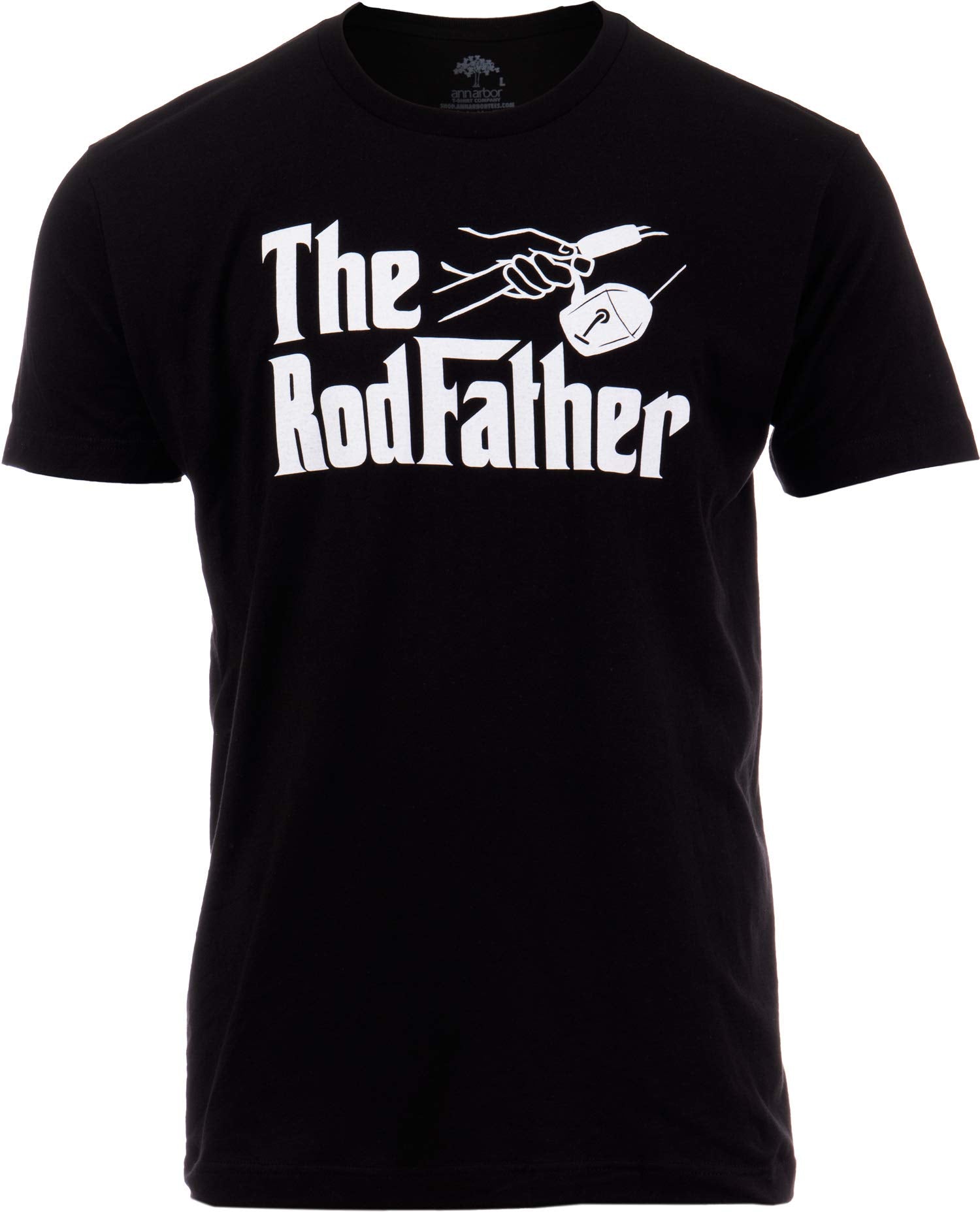 Ann Arbor T-shirt Co. The Rodfather | Funny Fishing Rod Father Fish Pole Fisherman Joke Dad Grandpa T-Shirt for Men Women Dad Gr