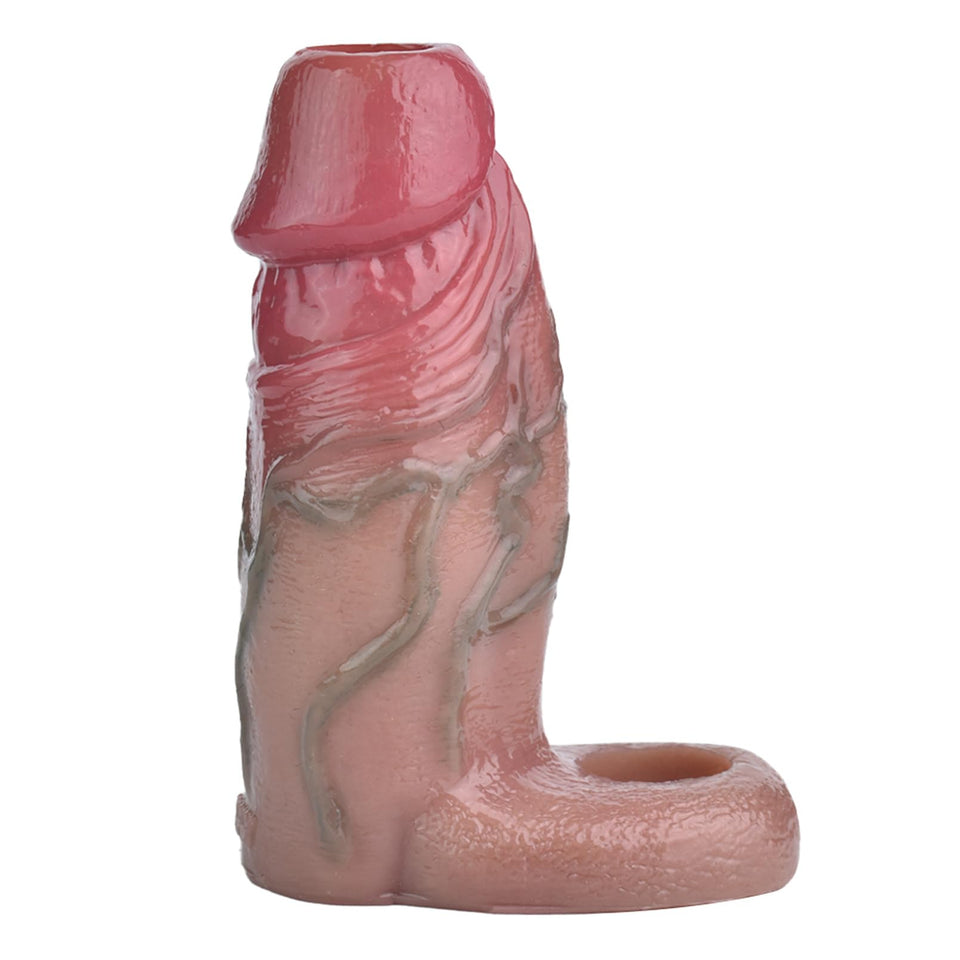 SOODAY Male Dildo Sleeve Silicone Penis Sleeve with Cock Ring, Realistic Penis Enlarger Sleeve Men Penis Cover, Soft Penis Enlar