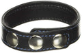 M2M Cock Ring, Leather, 2 Snaps, Black