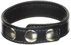 M2M Cock Ring, Leather, 2 Snaps, Black