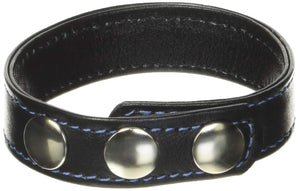M2M Cock Ring, Leather, 2 Snaps, Black