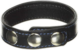 M2M Cock Ring, Leather, 2 Snaps, Black