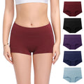 Molasus Womens High Waisted Cotton Boy Shorts Panties Ladies Full Coverage Stretch Plus Size Underwear Pack of 5,Multicolor,XX-L